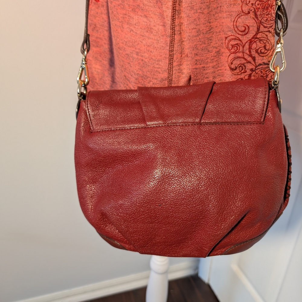 Vintage MCM Burgundy Red Leather Crossbody Flap Bag Gold - Picture 3 of 15